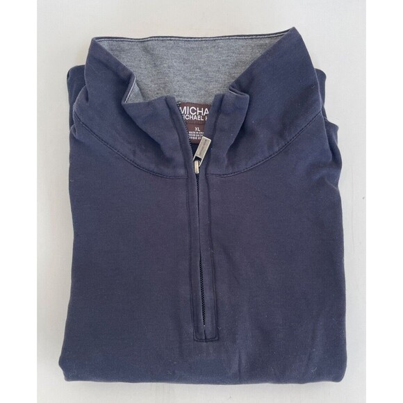 NEW Michael Kors 1/4 Zip Pullover Men's XL Navy Blue Cotton - Picture 3 of 7